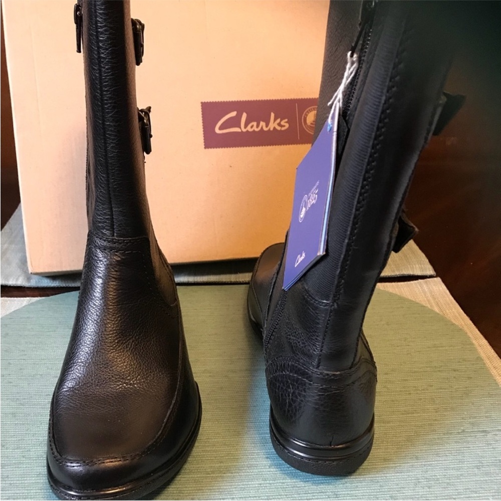 NWT Clarks Black Leather Boots